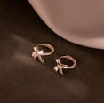 thumbnail image 6 of Sterling Silver Small Bow Hoop Earrings for Women Teens Bow Ribbon Earrings Bowknot Huggie Earrings, 6 of 11
