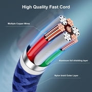 Cshidworld 3Pack [Apple MFi Certified] Lightning Charger Cables (3/6/6ft), Nylon Fast Charging Cord Compatible with iPhone 13/13 pro/12/11/11 Pro/X/Xs Max/XR/ iPad Air 2 /Mini Airpods,Blue