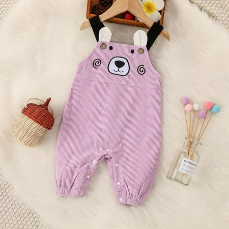 

Baby Clothes for Girls Newborn Baby Boy Girl Romper Bodysuit Sleeveless Cartoon Bear Print Long Pants Overalls Jumpsuit Outfits