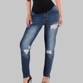thumbnail image 2 of Gubotare Ripped Jeans Womens High Waisted Women's High Rise Ripped Skinny Jeans Stretch Slim Fit Distressed Destroyed Denim Ankle Pants (Dark Blue,Size L), 2 of 5