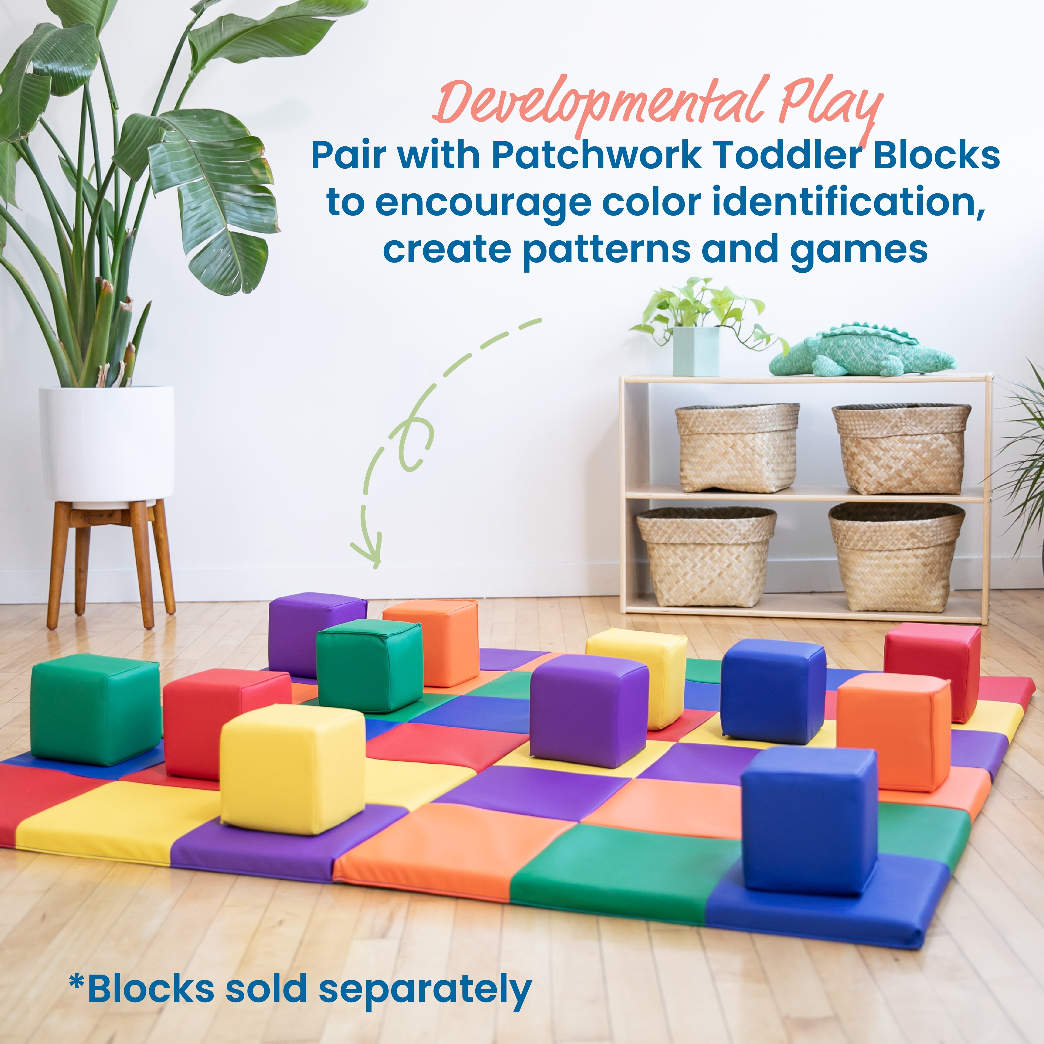 ECR4Kids SoftZone Patchwork Folding Activity Play Mat, 58in Square, Baby Essentials, Assorted