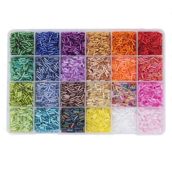 Glass Tube Beads 7mm Bugle Embroidery for Jewelry Making 24 Colors