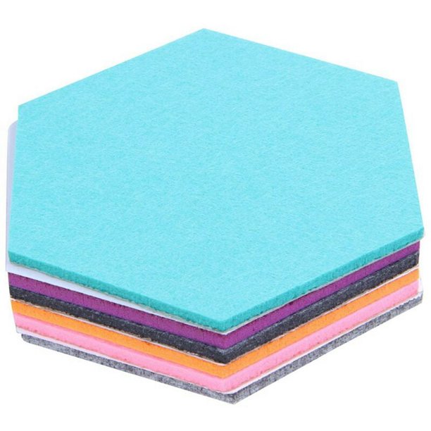 Juego de 6 tablones de anuncios hexagonales de fieltro Autoadhesivos, Adhesivos para notas fotográficas Tableros de pared de espuma de colores decorativos con 6 chinchetas 5,5 x 5 x 0,2 pulgadas