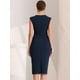 thumbnail image 3 of Vestido tubo de trabajo con cuello redondo para mujer, ajustado, sin mangas, vestidos de lápiz Azul marino S, 3 of 6