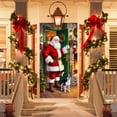 thumbnail image 4 of Christmas Door Cover Decoration, Santa Claus Christmas Wreath and Dog Backdrop for Decorative Front Door, Door and Wall Decoration Festival Party Decoration 35.43x70.87 Inch Multicolor, 4 of 6
