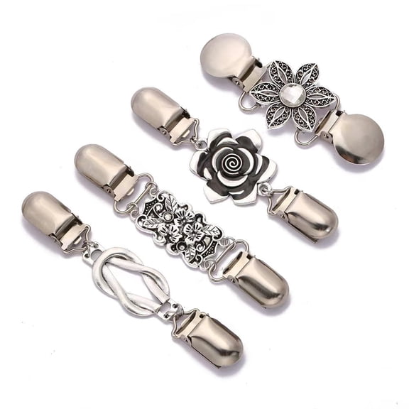 4PCS Retro Sweater Clips for Cardigans, Vintage Cinch Clip for Dresses, Variety of Styles Dress Clip Back of Shirts Cinches Shawl Clips for Different Women Clothing