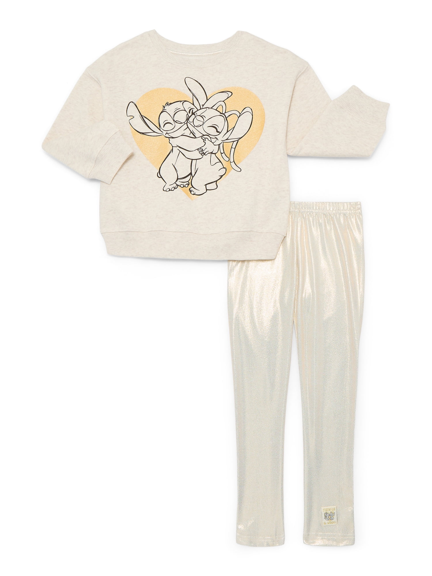 Stitch Girls' Graphic Sweatshirt and Shimmering Leggings Set, 2 Piece, Sizes 4-16