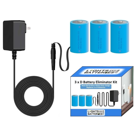 3 x D Next-Generation Heavy-Duty Battery Replacement Eliminator Kit for Toys, Lighting, Decorations, Candles & Other Electronic Devices
