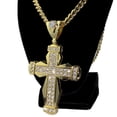 thumbnail image 2 of Men 18k Gold Plated Huge Flared Cross Fully Iced Pendant Cuban Hip Hop Chain 30", 2 of 17
