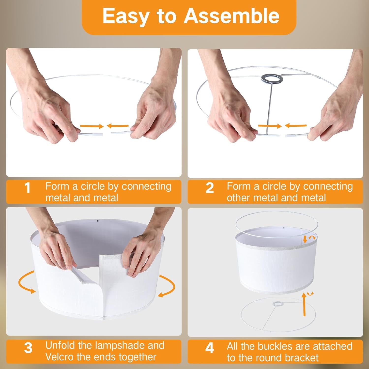 White Large Drum Lamp Shades for Floor Lamps, 17.5" Top x 17.5" Bottom x 10" High, Easy to Assemble, Replacement Linen Lampshades for Table Lamps & Bedside Lamps (1.65" Spider)