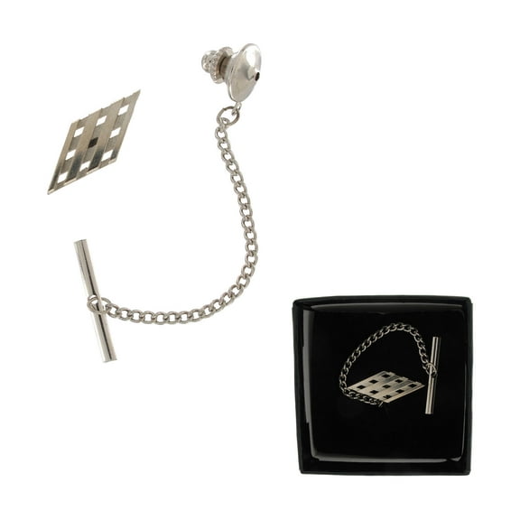 Silver Tone Lattice Diamond Shape Tie Tac Tack Pin Gift Mens Adult Male