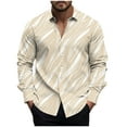 thumbnail image 2 of Zylanna Men's Button up Shirts, Turndown Collar Long Sleeve Printed Breathable Casual Shirts for Men Beige, 2 of 5