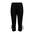 thumbnail image 4 of LEAVINGSUO Capris Pants for Women With Drawstring Women's Plus Size Solid Color Cropped Trousers With Pockets Black XL, 4 of 7