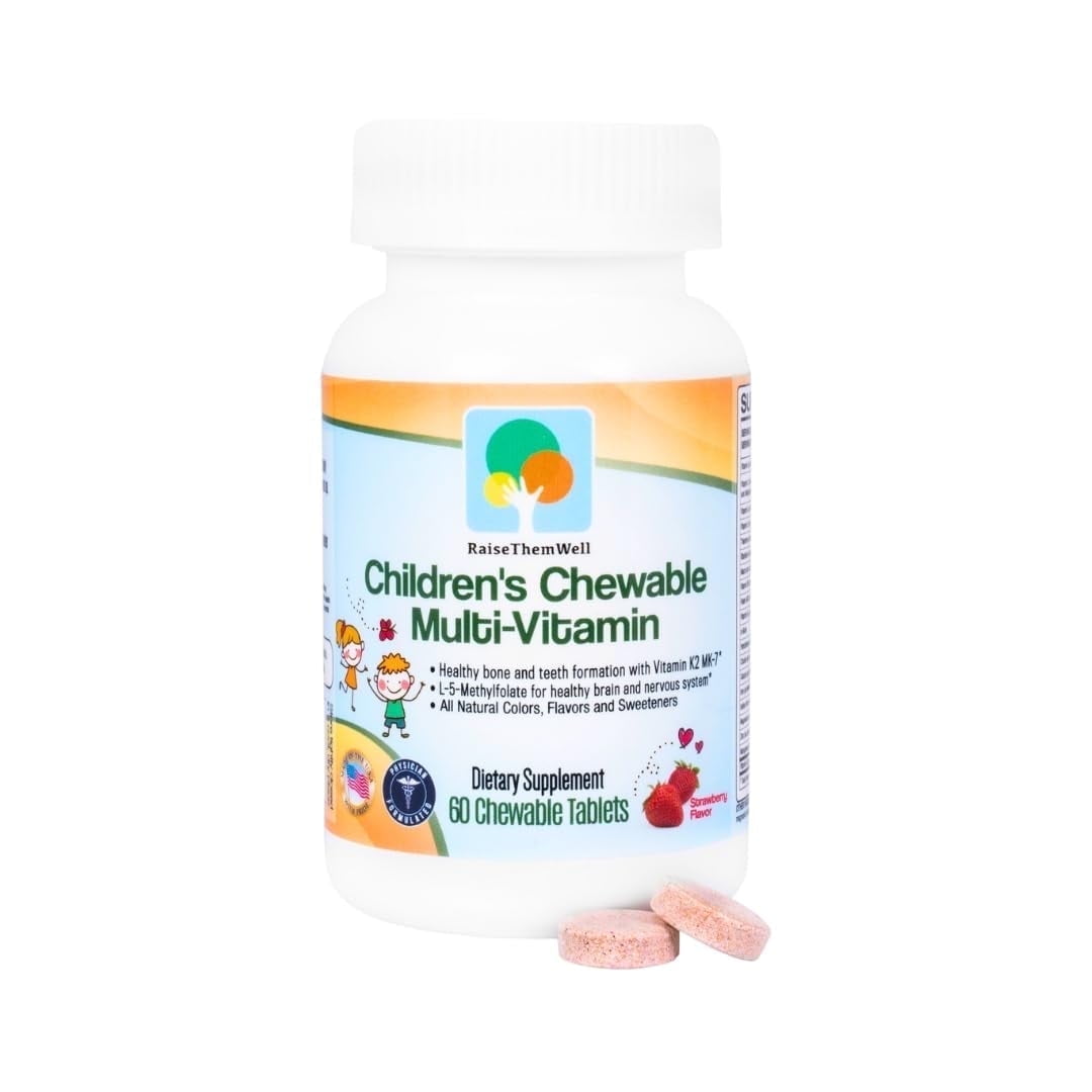 Raise Them Well Kids Multivitamin Chewables, Strawberry Flavor, 60 Count