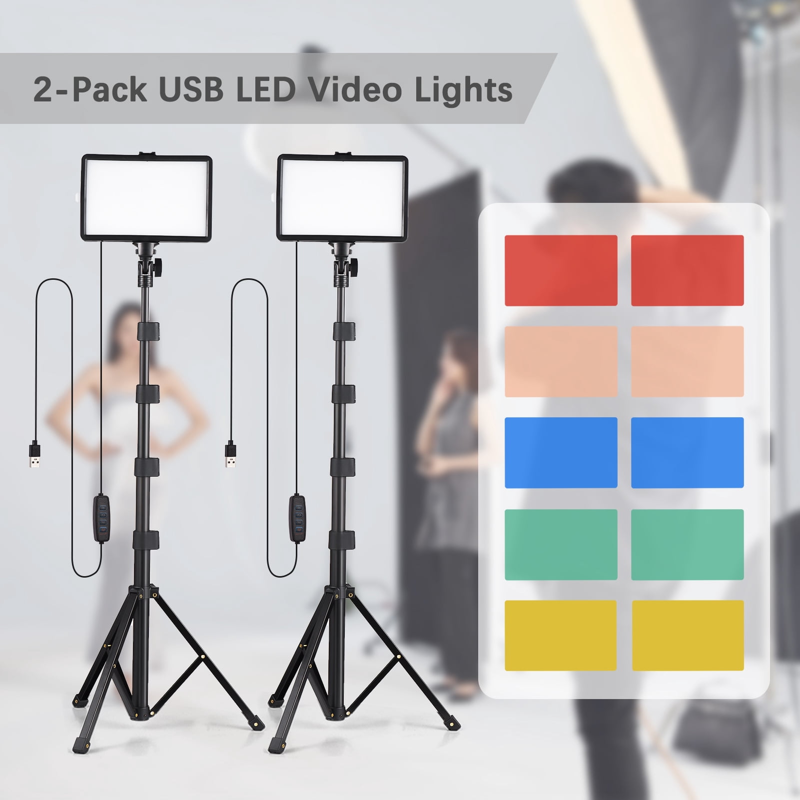 Photography Lamp,Video Product Led Video Fill With Stands Conference Live Video Filters Video Conference Temperature Fill With Stands Color Filters Color Filters Video 2 Usb Led Video Set 2