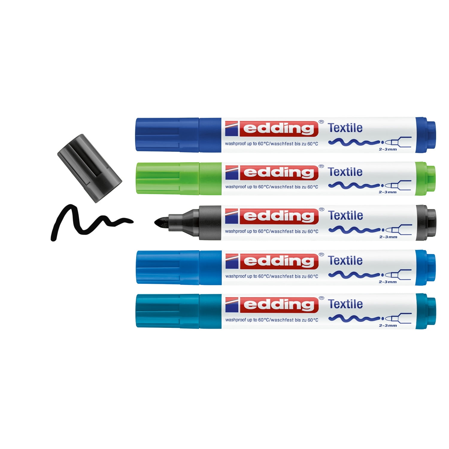 edding 4500 Textile Marker Set, 5-Colors, Cool