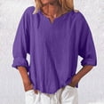 thumbnail image 2 of Vedolay Long Sleeve T-Shirt for Women Solid Color Blouses Lace Shirts Tops Purple,2XL, 2 of 2