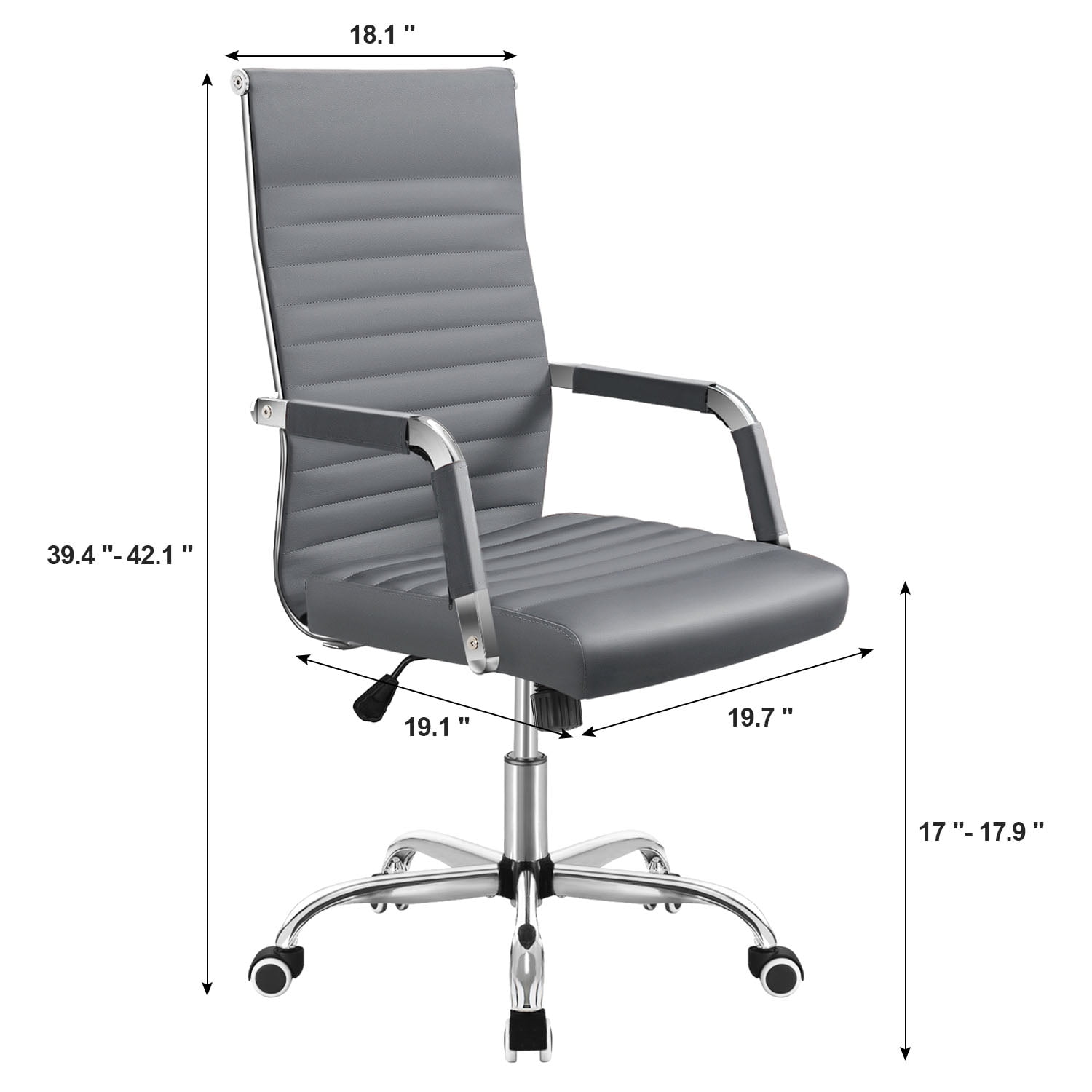 Lacoo Mid-Back Faux Leather Office Desk Chair Executive Conference Task Chair with Arms, Gray