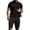 Black., variant on HBGVBA Men Athleisure 2 Piece Set Solid Color Short Sleeve Lapel Button Down Shirt Knit Shorts Casual Outfit