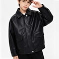 thumbnail image 3 of Fancifize Moto PU Leather Jackets for Boys Kids Classic Lapel Long Sleeve Zipper Retro Motorcycle Outerwear with Pockets, 3 of 7