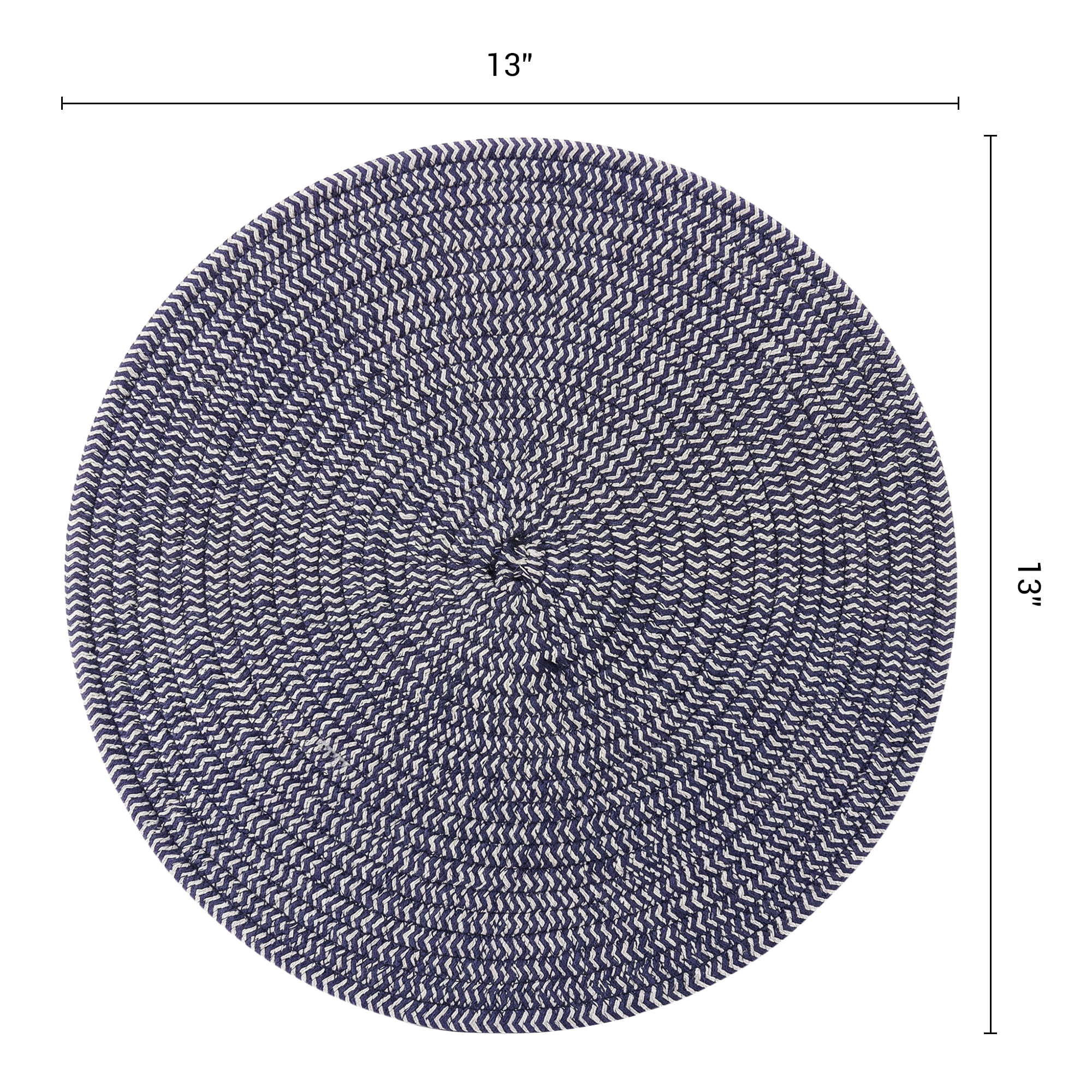 Unique Bargains 4Pcs Round Woven Table Placemats Navy Blue 13x13inch