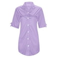 thumbnail image 4 of Hifoo Women's Sleepwear Solid Color Button Down Mid Sleeve Shirt Style Chiffon Cute And Nightgown Breathable Casual Home Lapel Loungewear, 4 of 6