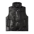 thumbnail image 2 of Juebong Womens Faux Leather Puffer Vest Zip Up Sleeveless PU Motorcycle Biker Jacket Stand Collar Padded Vests Quilted Lightweight Jackets Black,XXL, 2 of 8