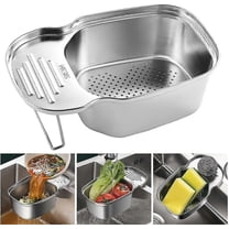 Sink strainer basket, multi-function corner sink strainer food collector leftover garbage storage, stainless steel drain pipe