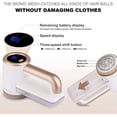 thumbnail image 3 of Rechargeable Fabric Shaver, Sweater Shaver with LED Digital Display of Power and 3 Speed Settings, Lint Remover of 6-Leaf Blade Fuzz Pills for Clothes, Sofas and Blankets (6 Leaves-White), 3 of 8