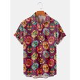 thumbnail image 3 of Camisas para hombre con estampado floral de calavera vintage, divertidas camisas con estampado de calavera en 3D, blusa hawaiana de manga corta, camisa con solapa estampada para hombre, 3 of 5