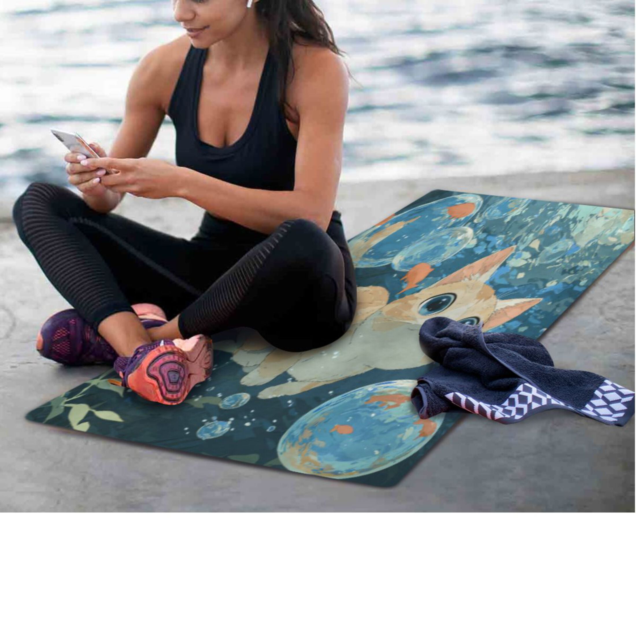 BZSMCE Yoga Mat Women Fitness Mat Bubbly Kitten Swim Pattern