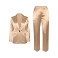 thumbnail image 5 of Mifsaly Womens Suits 2 Piece Set Business Casual Silk Satin Open Front Long Sleeve Jacket and High Waisted Straight Leg Pants with Pockets Lightweight Soft Office Work Matching Outfits Gold,XL, 5 of 5