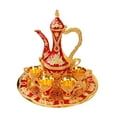 thumbnail image 3 of Esquirla European Turkish Coffee Set Beverage Drinkware Tea Trays Tea Service Set Water Serving Set for Wedding Dining Room Decoration Red, 3 of 8