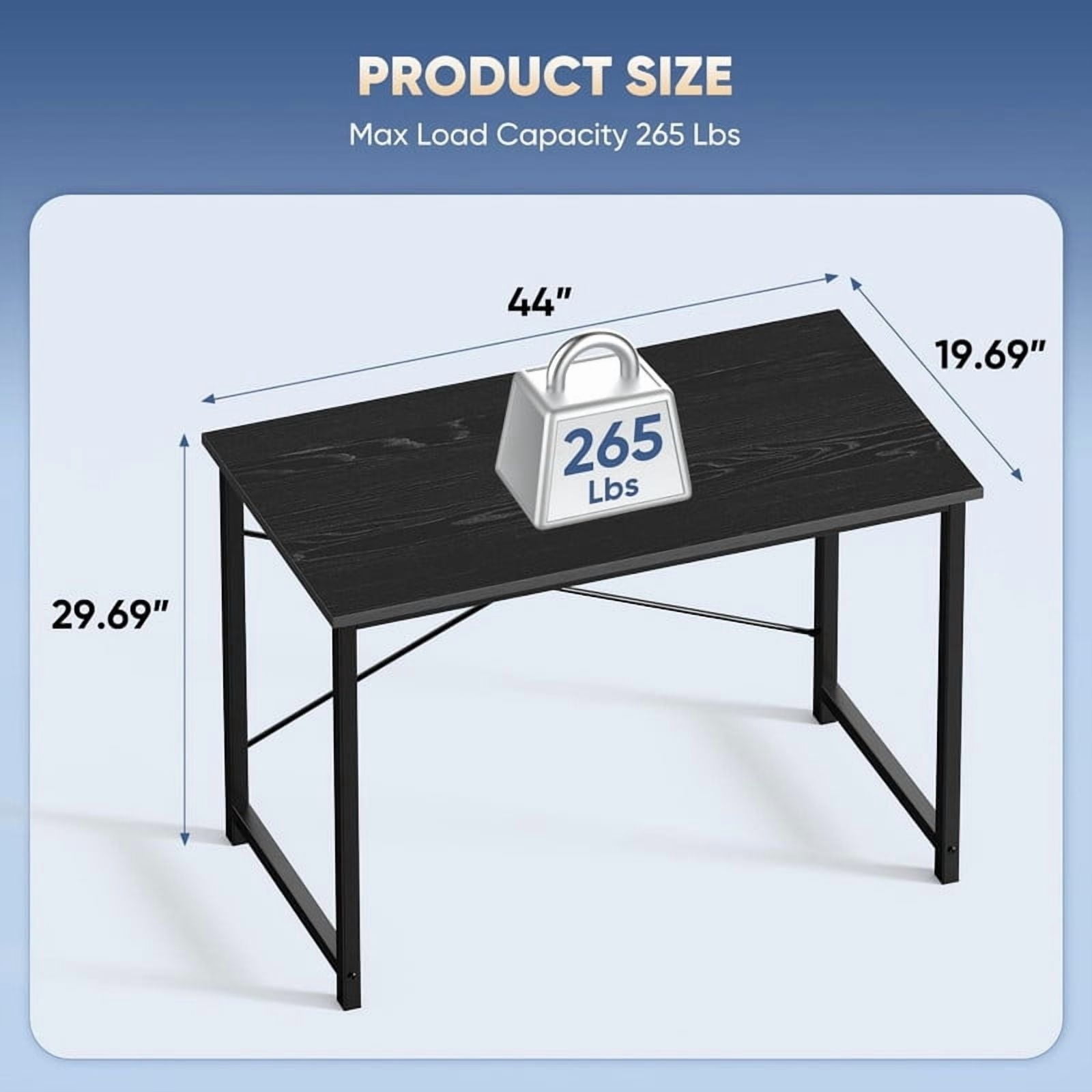 Kelno 44 Inch Computer Desk Home Office Writing Study Desk Gaming Table，Black