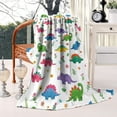 thumbnail image 2 of White Cartoon Dinosaurs Flowers Pattern Blanket,Comfortable Soft Flannel Throw Blanket,All Season,Warm Lightweight Blankets for Sofa Bed Couch Living Room Chair,40"x50", 2 of 4