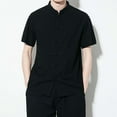 thumbnail image 3 of Camisas De Vestir Para Hombre 5xl Novedad de verano, camisa de estilo étnico, camisa de Color sólido, camisa de manga corta delgada con cuello levantado y botones para hombre (Black, 5XL), 3 of 6