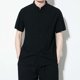 thumbnail image 3 of Camisas De Vestir Para Hombre 5xl Novedad de verano, camisa de estilo étnico, camisa de Color sólido, camisa de manga corta delgada con cuello levantado y botones para hombre (Black, M), 3 of 6