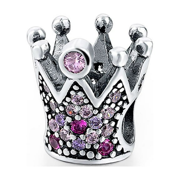 Crown Charm European Bead CZ Sterling Silver Ginger Lyne Collection