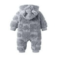 thumbnail image 2 of Eltusu Baby Boys Fleece Jumpsuits, Warm Long Sleeve Comfort Hooded Winter Rompers Gray Size 9-12 Months, 2 of 8