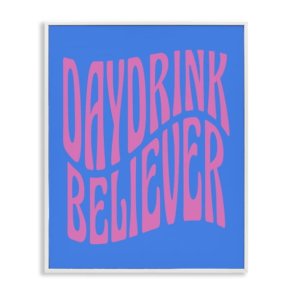 Stupell Industries Modern Blue Day Drink Believer White Framed Giclee Art, 11 x 14, by House of Lulu