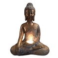 thumbnail image 3 of Buddha Statue Candle Holder, 12" Tall Meditating Buddha with Patina Gold Finish, 3 of 4