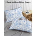 thumbnail image 3 of Watercolor Blue Floral Pillow Covers Standard Size 2 Pack, Blue Ombre Botanical Summer Soft Bed Throw Pillowcases Breathable Cooling Long Lumbar Body Pillow Sham Cover for Bed Sofa 20''x26'', 3 of 7