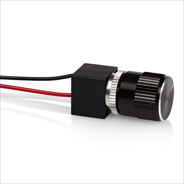Variateur 12 Volts DC pour Éclairage LED, Halogène, Incandescente - RV, Auto, Camion, Marin et Bande - LONG Tige - Noir