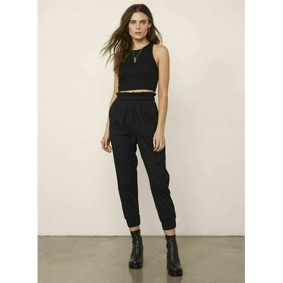 BB Dakota Exploration Urbaine Pantalon Jogger en Coton Taille Haute JK303782 Noir 2
