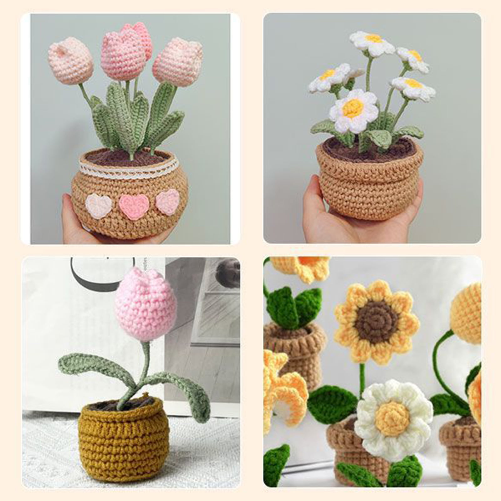  lavifer Wobbles Crochet Flowers Kit Wobbles Crochet Flowers  Kit, Crochet Kit for Beginners, Crochet Fake Potted Plants (Color : Tulip)