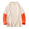 thumbnail image 5 of T Shirts for Men Casual Tops Winter Fall Long Sleeve Fashion Simple Fake Two Piece Pullover Round Neck Bottoming Shirt T-shirt Top, 5 of 5