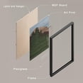 thumbnail image 4 of PixonSign Framed Canvas Print Wall Art Set - Blue Sky Sunset Mountain Deer Forest Art - Set of 3 Animal Landscape Modern Art Geometric Abstract Rustic Wall Décor - 12"x16"x3 Panels Black, 4 of 5