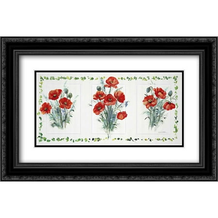 - Deco floral I 2x Matted 24x16 Black Ornate Framed Art Print by Schottler, Katharina