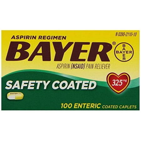 Bayer Aspirin Regimen Pain Relief, Enteric Safety Coated, 100 Caps, 2-Pack