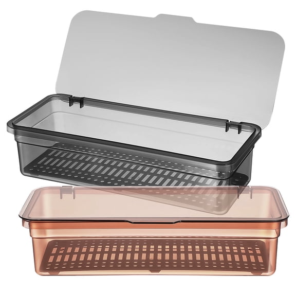 Beaupretty 2 Pcs Storage for Utensils with Lid Plastic Container for Kitchen Cabinets
